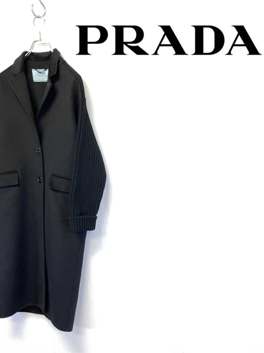 2022AW PRADA Triangle Logo Angora Cashgora Wool Chester Coat P634P 1112571